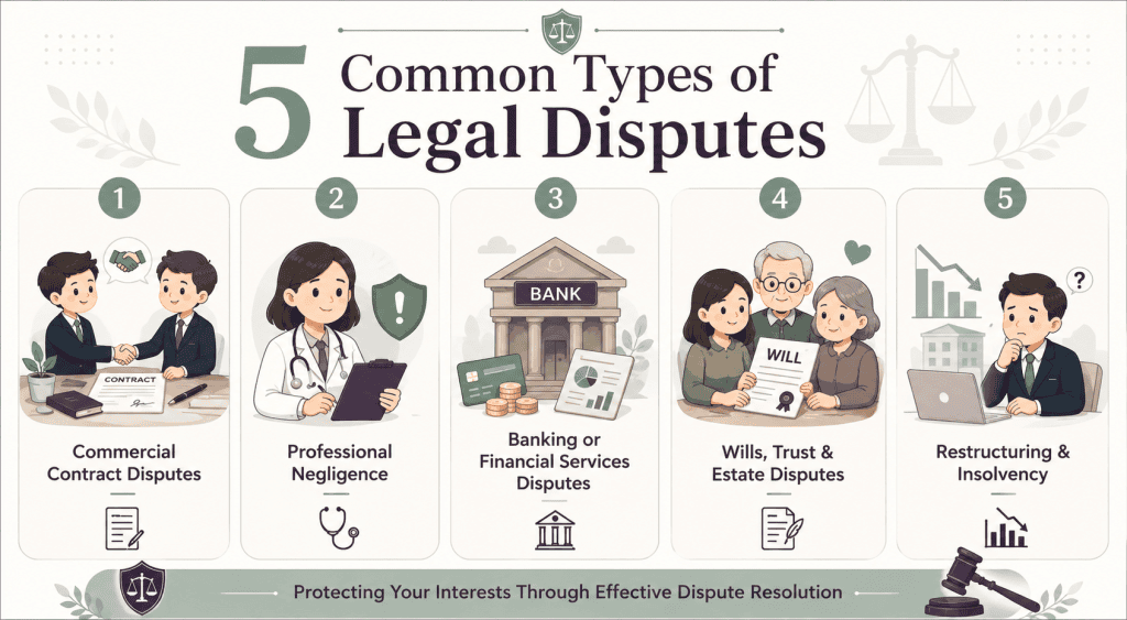 infographic of 5 Common Types of Legal Disputes