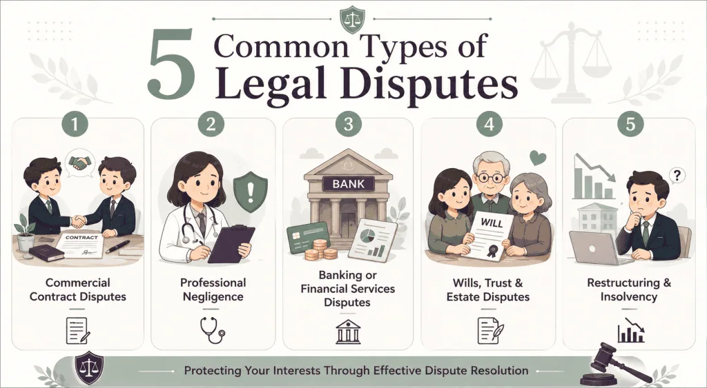 infographic of 5 Common Types of Legal Disputes