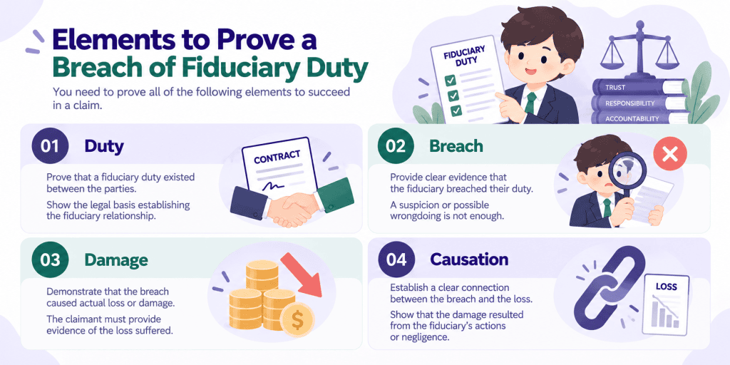 infographic article about Elements to Prove a Breach of Fiduciary Duty