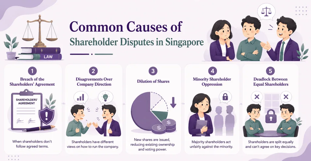 infographic article about causes of shareholder disputes in singapore