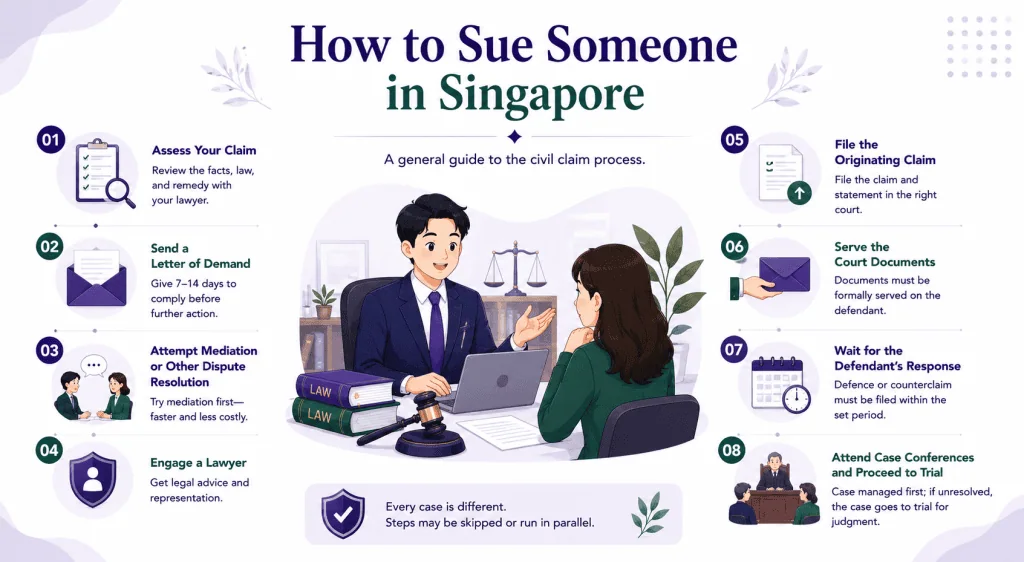 infographic article about how to sue someone in singapore