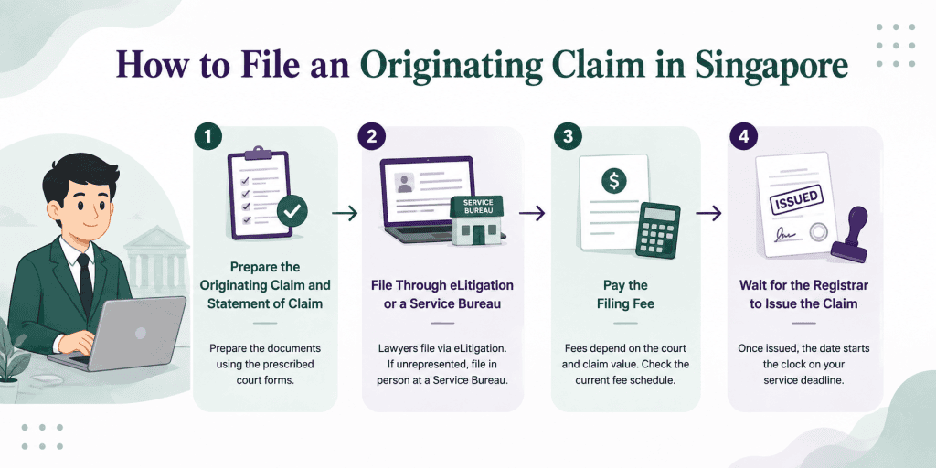 infographic articles about how to file an originating claim in singapore