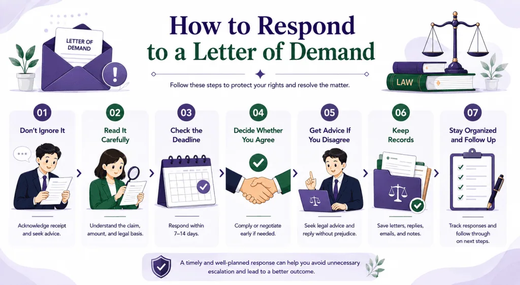 infographic article about how to respond letter of demand in singapore