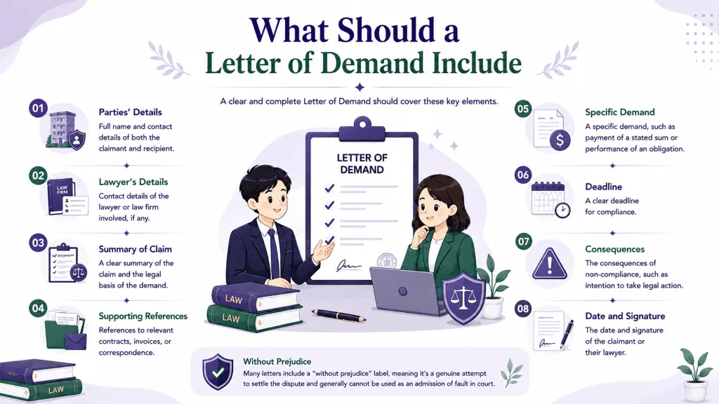 infographic article about legal format for Letter of Demand