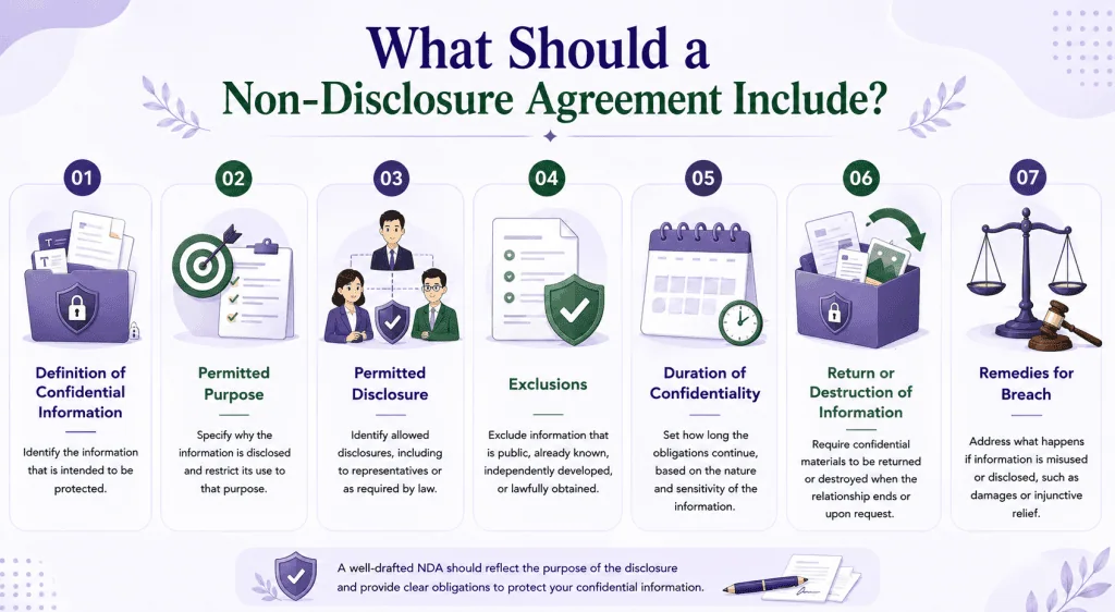 infographic article about key element of Non-Disclosure Agreement in Singapore