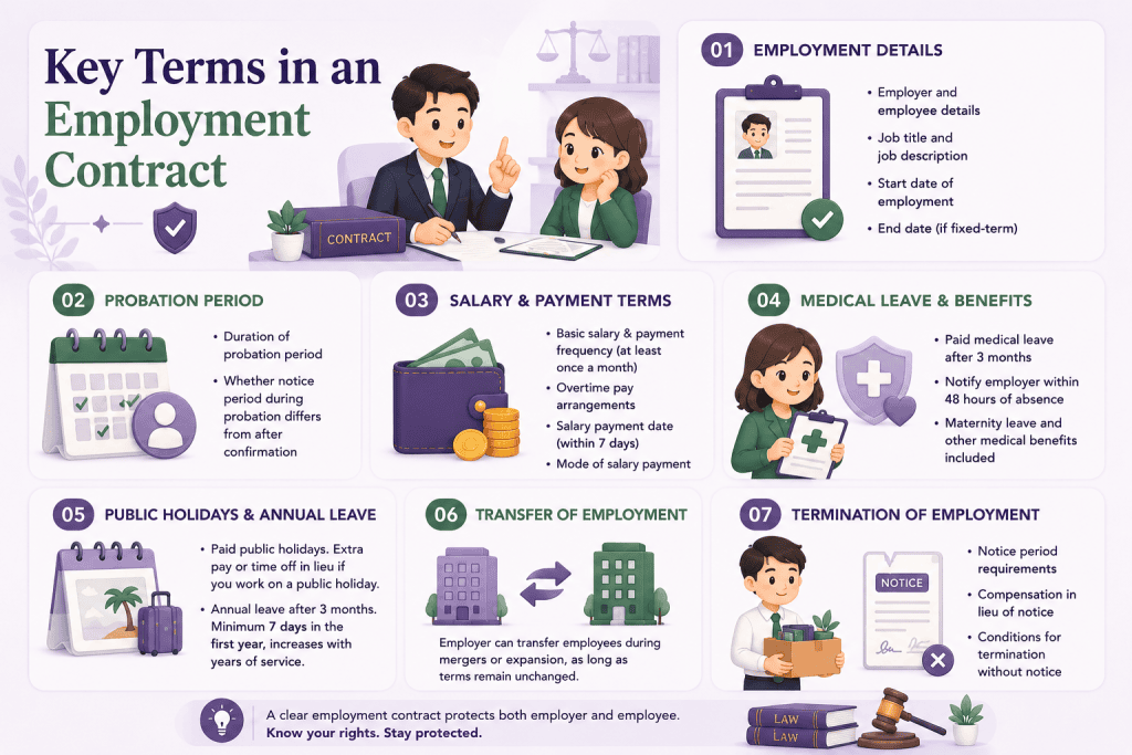 infographic about key term employment contract in singapore