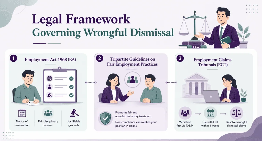 infographic article about legal framework wrongful dismissal in singapore