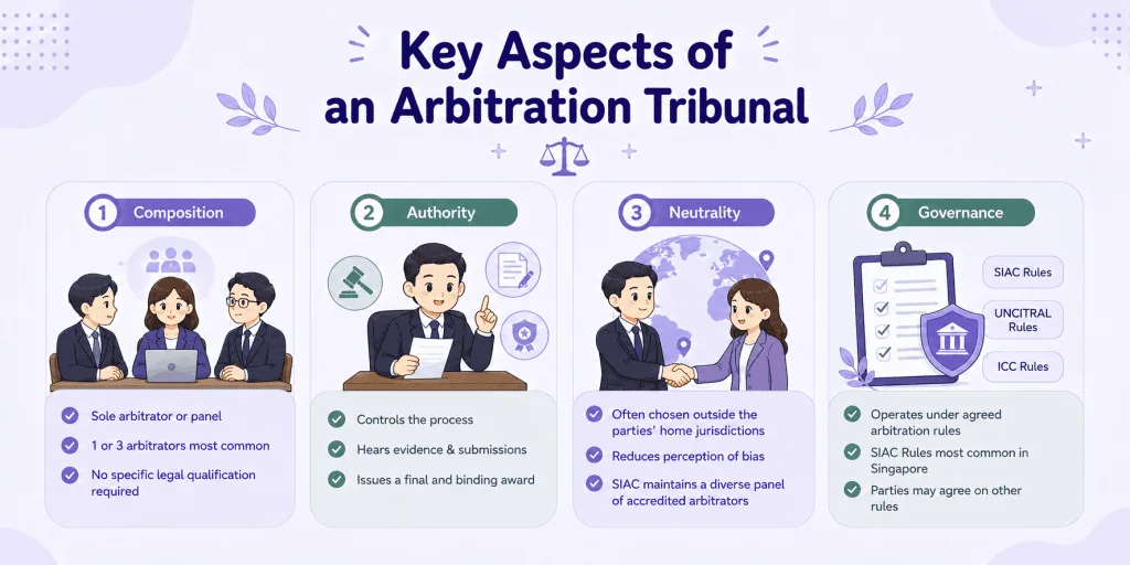 infographic article about key aspects of arbitration tribunal