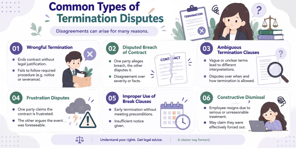 infographic article about type of termination disputes