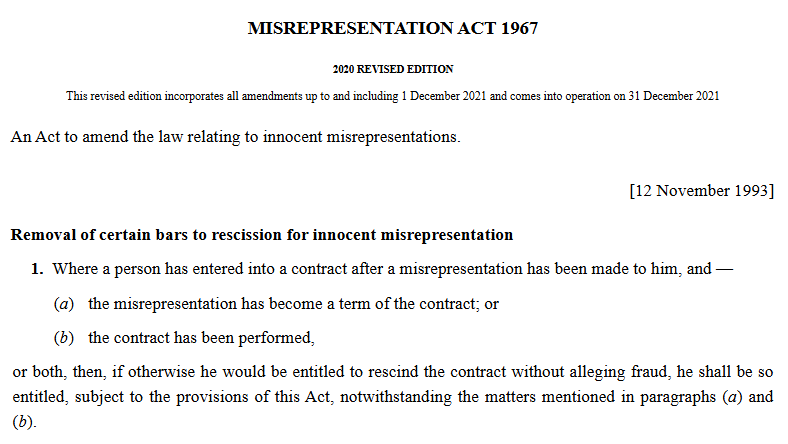 Misrepresentation Act