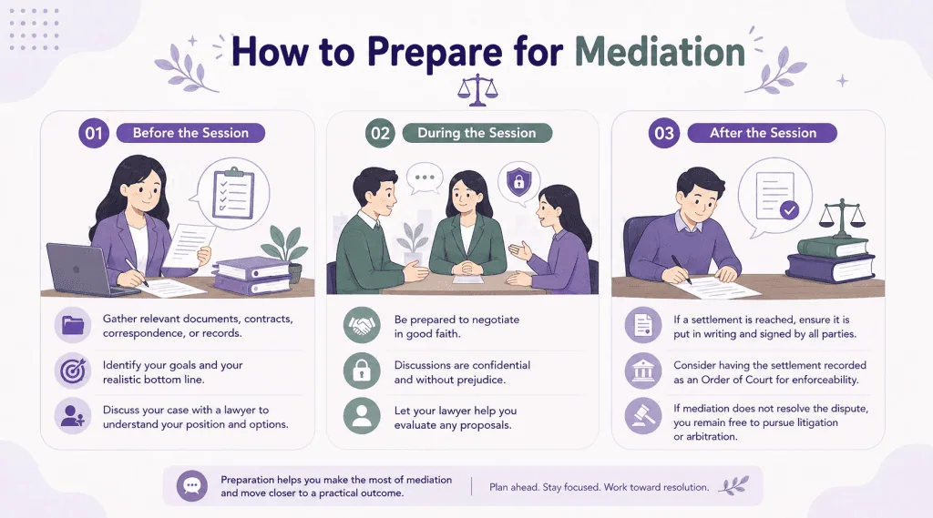infographic article about how to prepare for mediation in Singapore