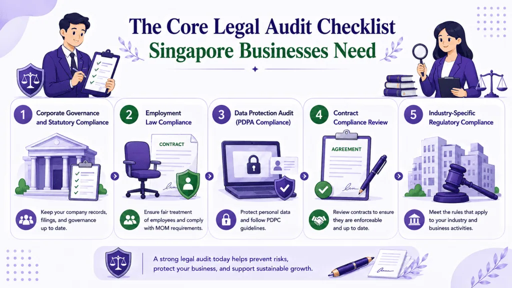 infographic article about legal audit checklist for Singapore business
