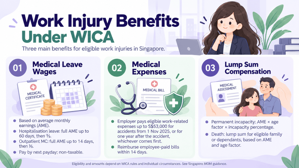 infographic article about workplace injury compensation in Singapore