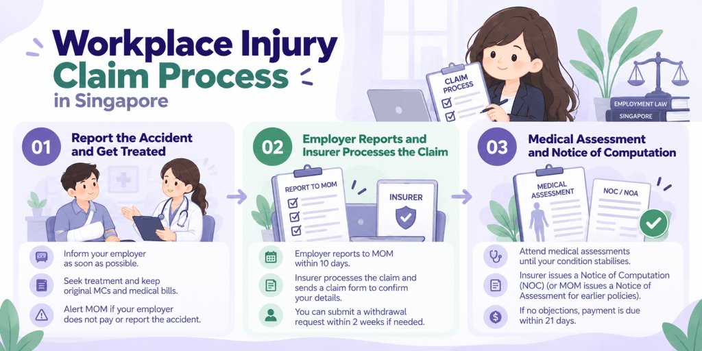 infographic article about workplace injury claim process in Singapore